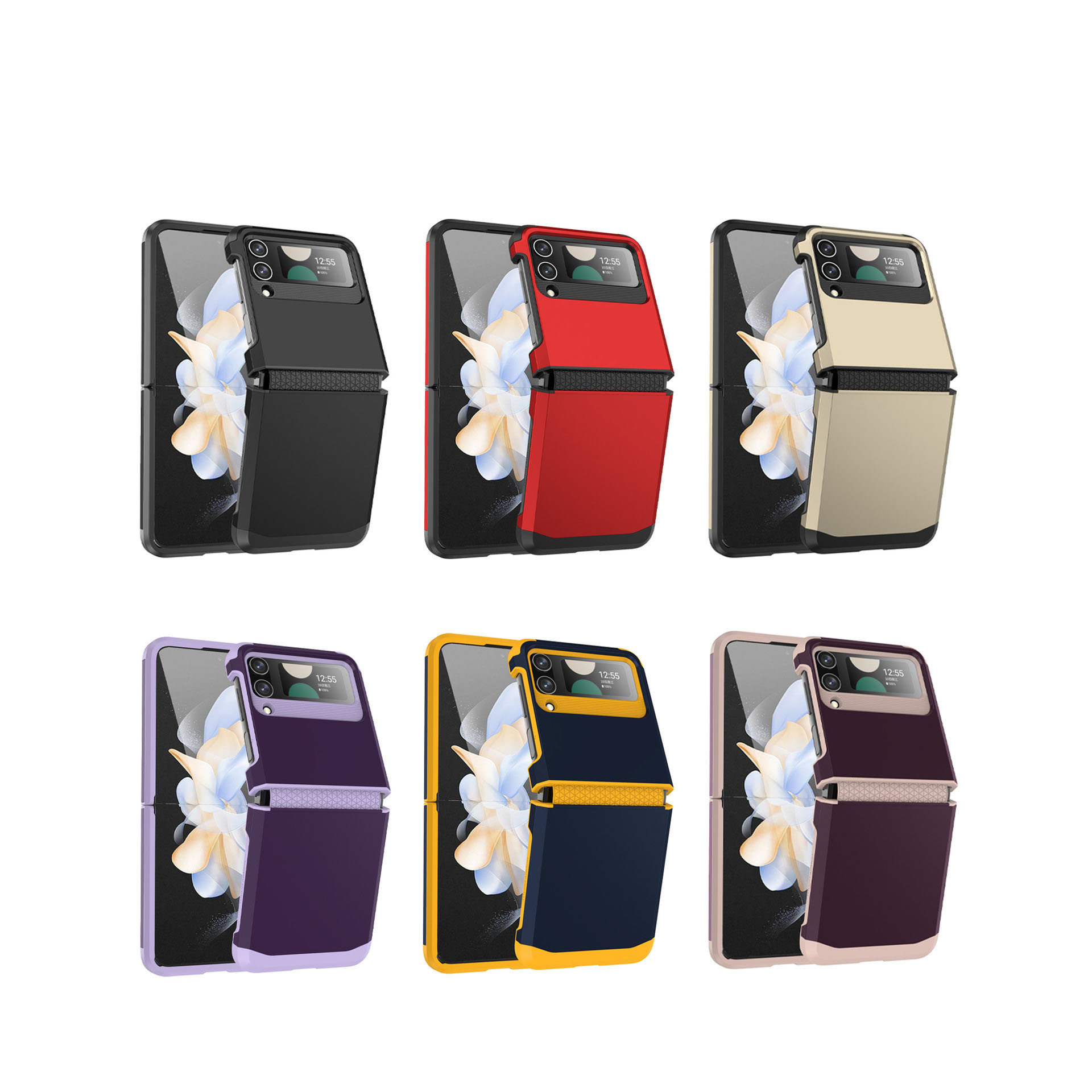 เหมาะสำหรับ Samsung Z FLIP4/3 เคสโทรศัพท์มือถือป้องกันการตกสีคอนทราสต์ใหม่