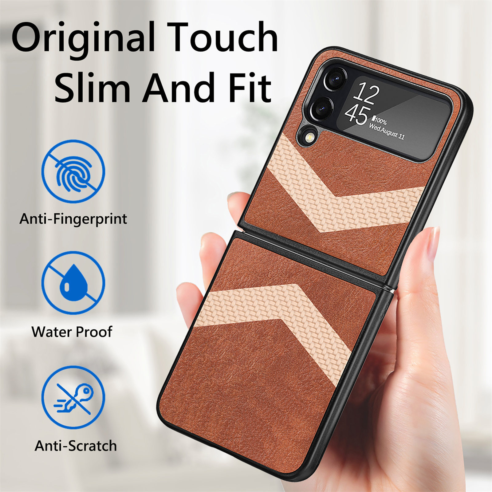 เหมาะสำหรับ Samsung Z Flip4/3 เคสโทรศัพท์สีตัดกันแฟชั่นใหม่