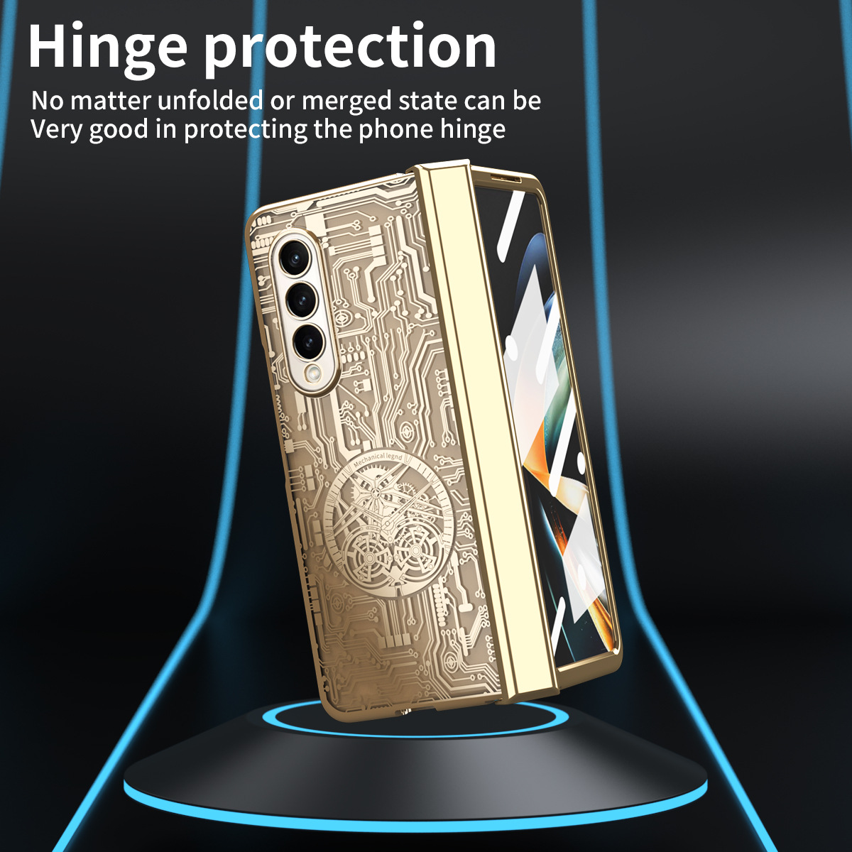 Samsung z fold4/3 electroplating transparent mechanical anti-drop mobile phone case