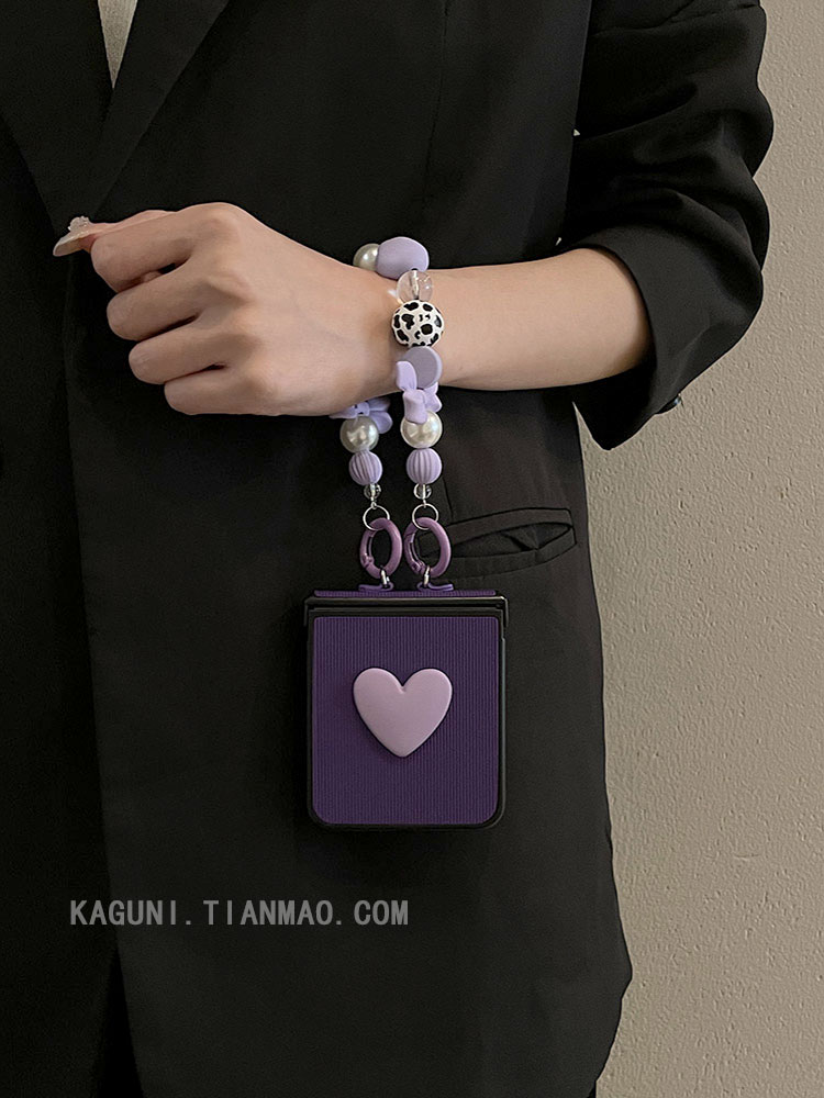 เหมาะสำหรับ Samsung Z Flip3/4 เคสโทรศัพท์โซ่รักแฟชั่นใหม่