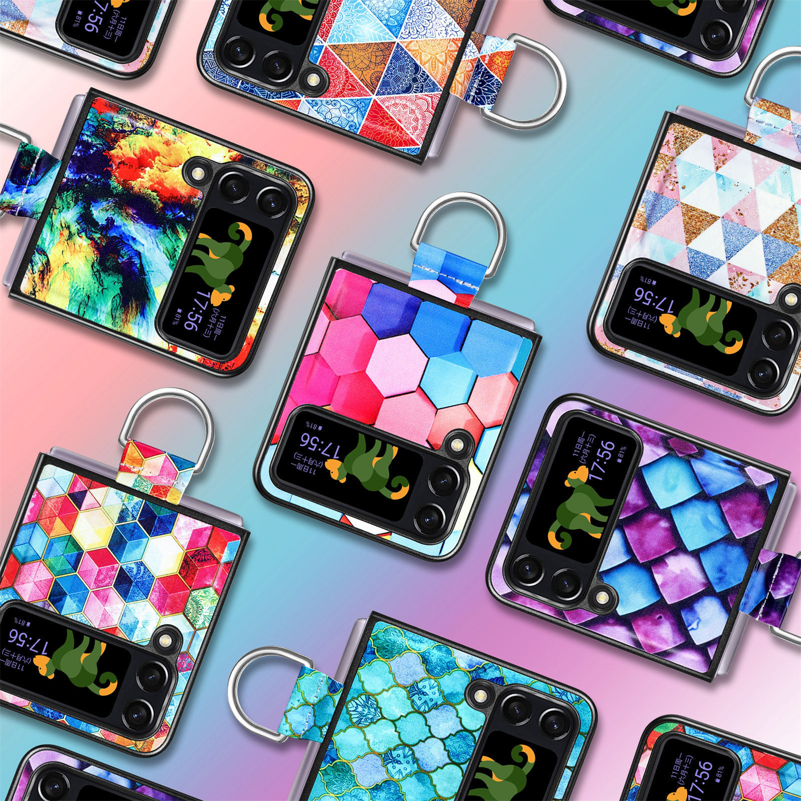 เหมาะสำหรับ Samsung Z Flip4/3 เคสโทรศัพท์มือถือป้องกันการหล่นแฟชั่นที่สร้างสรรค์