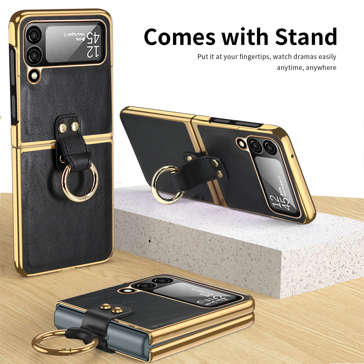 เหมาะสำหรับ Samsung Z Flip4/3 เคสโทรศัพท์หนังระดับไฮเอนด์ใหม่