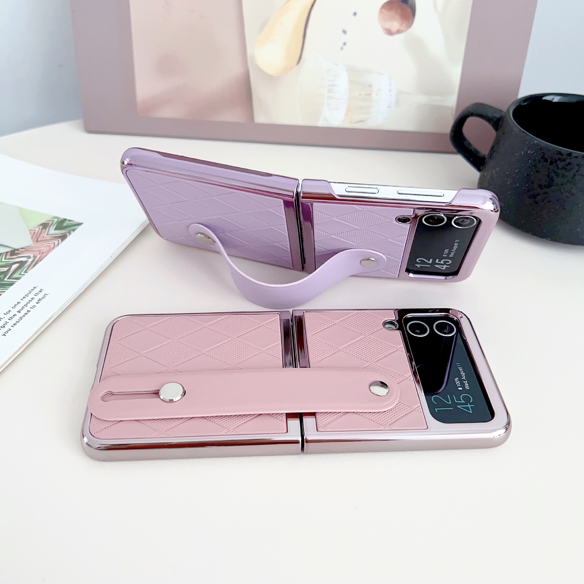 ใช้ได้กับเคสโทรศัพท์มือถือ Samsung Z Flip4/3 Fashion Rhombus Anti-Shatter