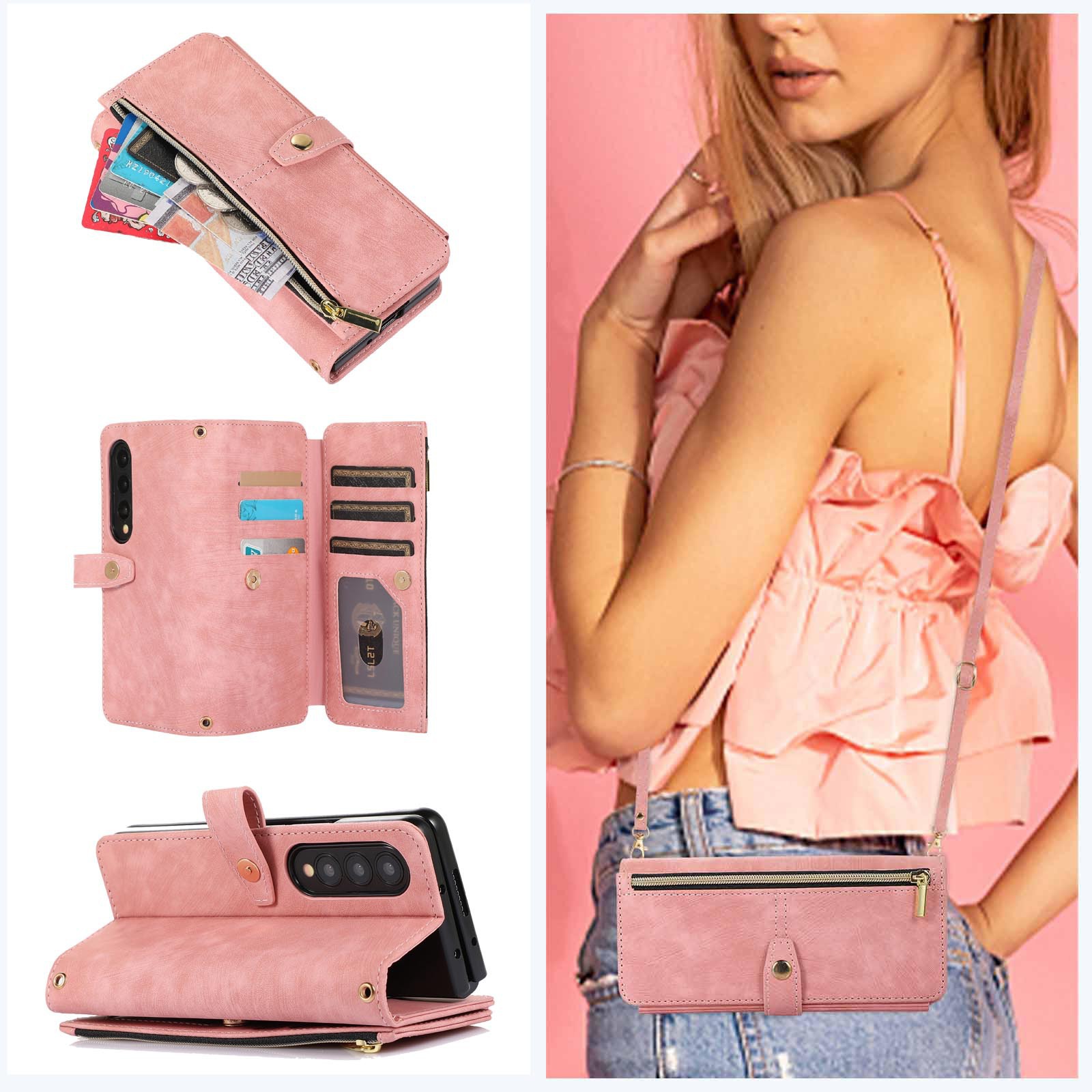 เข้ากันได้กับ Samsung Z Fold5/4/3 เคสโทรศัพท์มือถือช่องเสียบการ์ดหลายช่องที่อัปเกรดใหม่