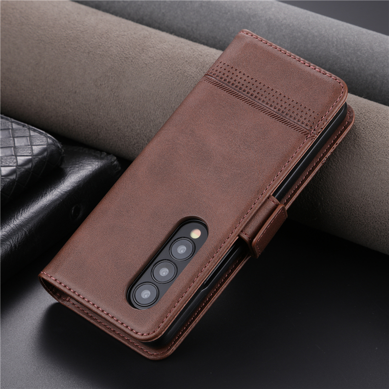 เคสโทรศัพท์ใส่บัตรสำหรับ Samsung Z Fold4/3 หนังคุณภาพสูง