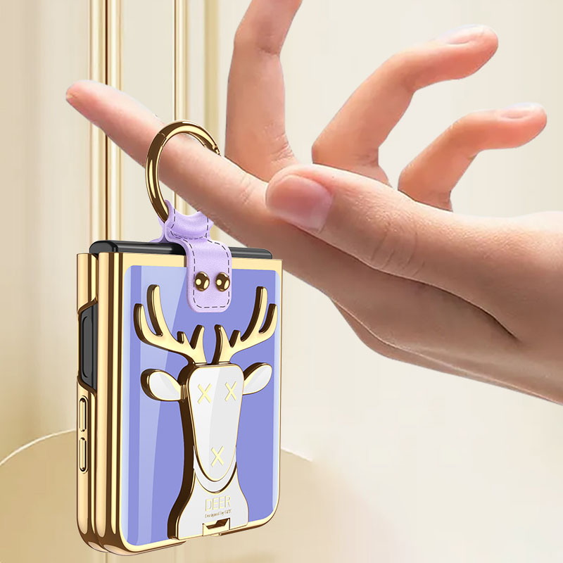 เคสโทรศัพท์แบบแหวน NEW ELK STAND PLATING สำหรับ SAMSUNG GALAXY Z FLIP4/FLIP3 5G