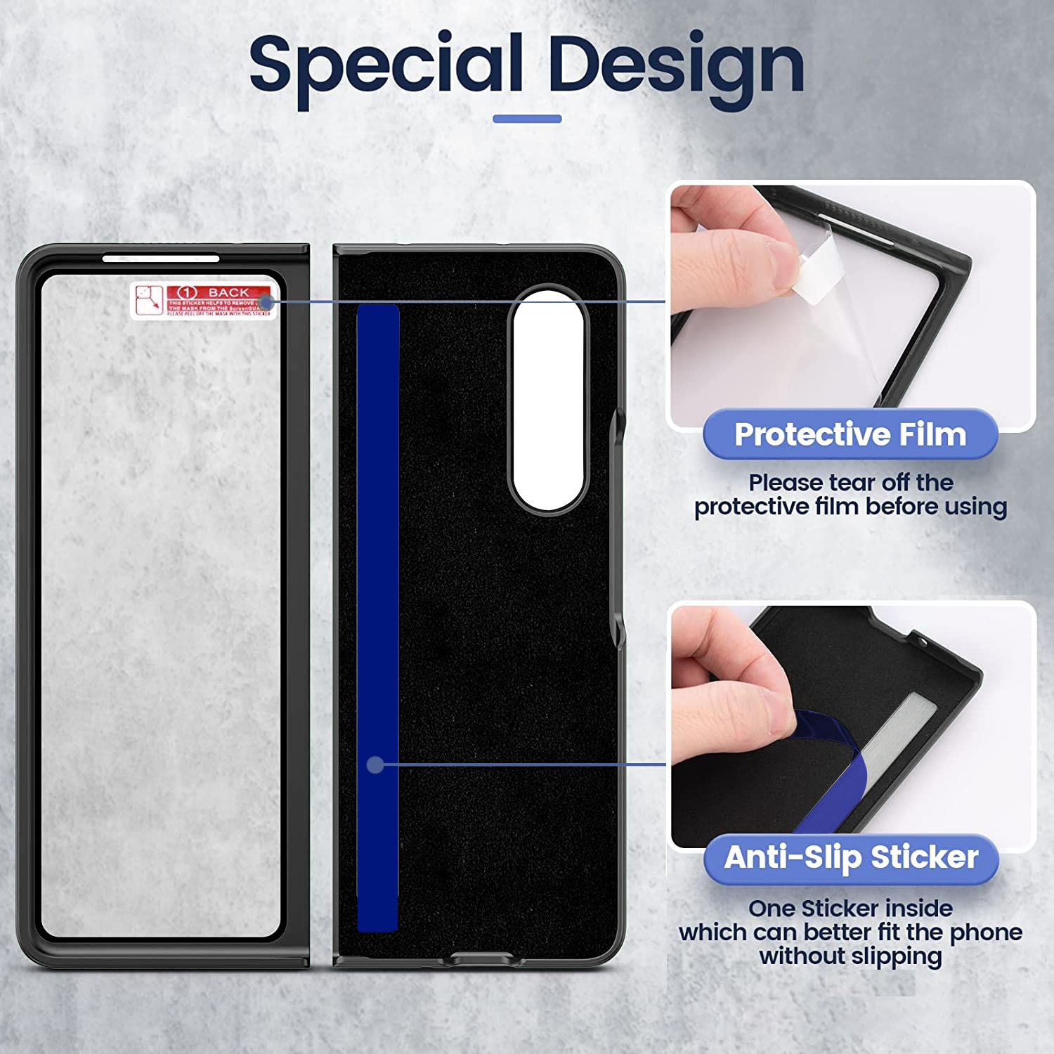 เหมาะสำหรับ Samsung Z Fold4/3 เคสโทรศัพท์มือถือแหวนแฟชั่นระดับไฮเอนด์