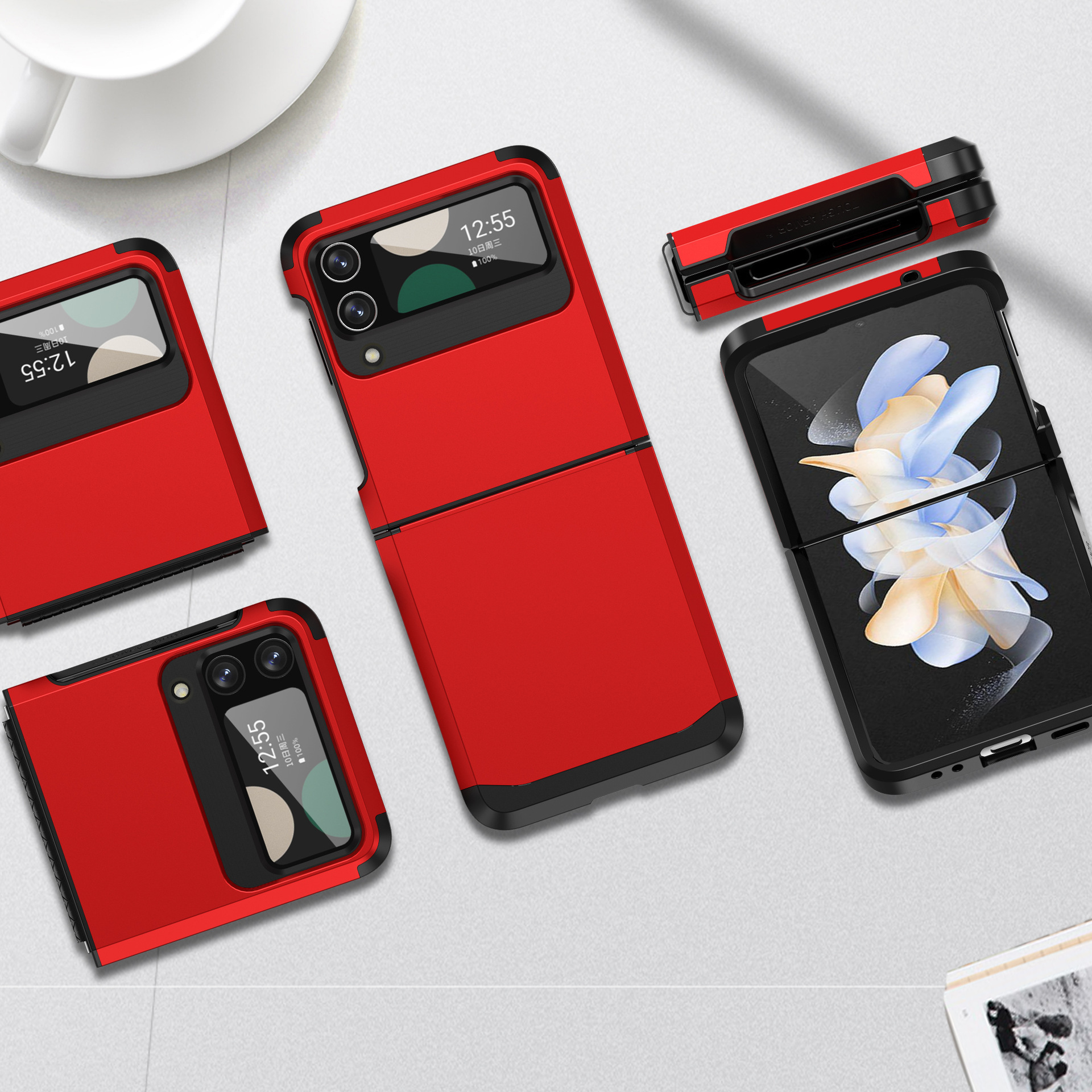 เหมาะสำหรับ Samsung Z FLIP4/3 เคสโทรศัพท์มือถือป้องกันการตกสีคอนทราสต์ใหม่