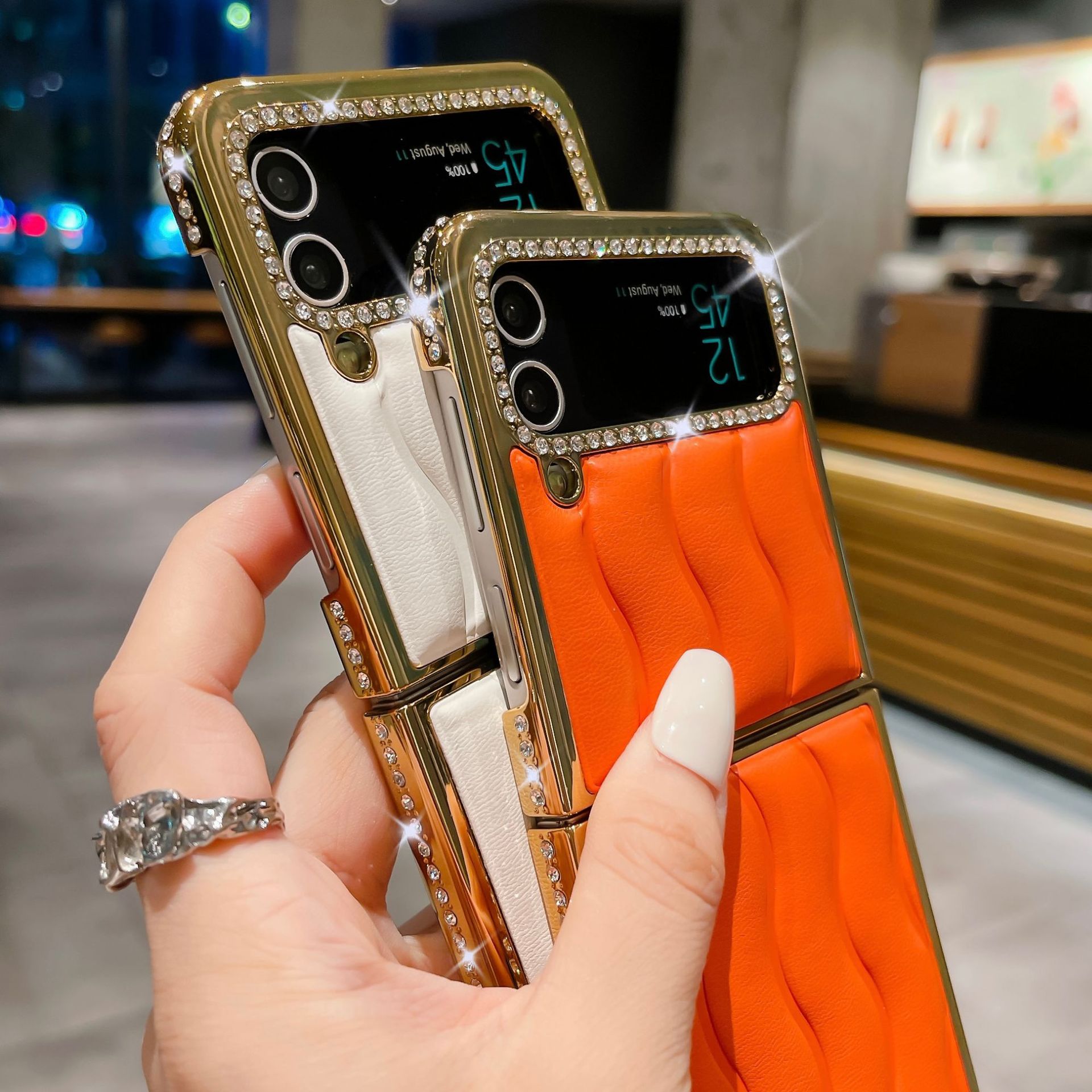 สำหรับ Samsung Z Flip4/3 ซองโทรศัพท์หนังแฟชั่นระดับพรีเมียม