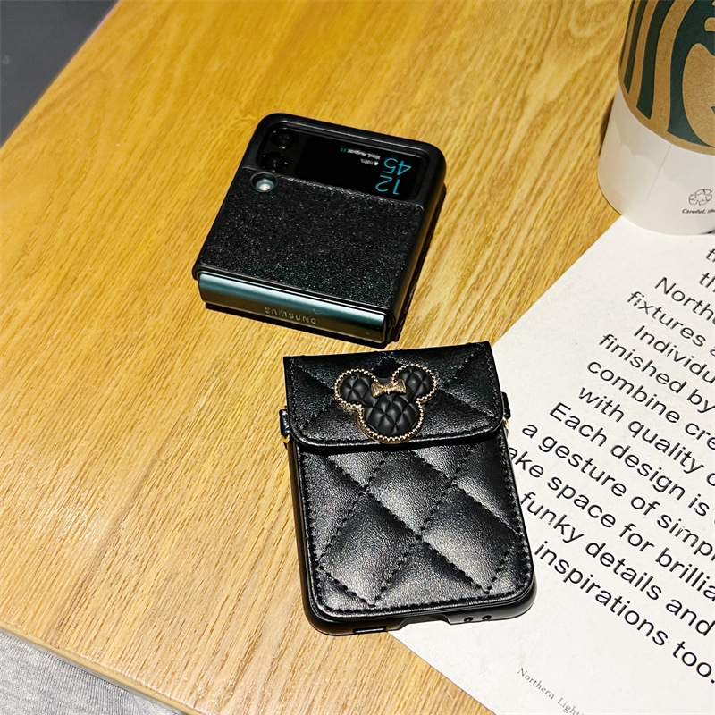 สำหรับ Samsung Z Flip4/3 เคสแฟชั่นสไตล์มิกกี้พร้อมที่ใส่บัตร