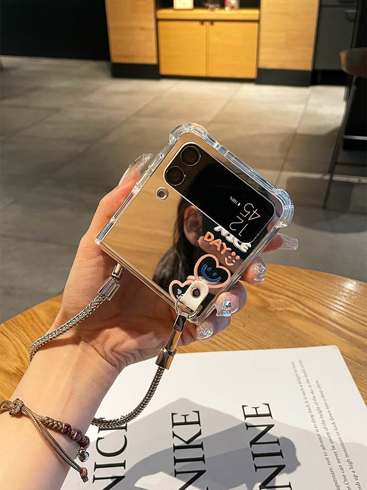 เหมาะสำหรับ Samsung Z Flip4/3 ผลิตภัณฑ์ใหม่กระจกแต่งหน้าเคสโทรศัพท์มือถือป้องกันการตก