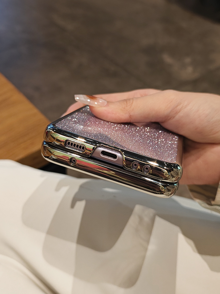 เหมาะสำหรับ Samsung Z Flip4/3 แฟชั่นเคสโทรศัพท์มือถือไล่ระดับสีด้วยไฟฟ้า