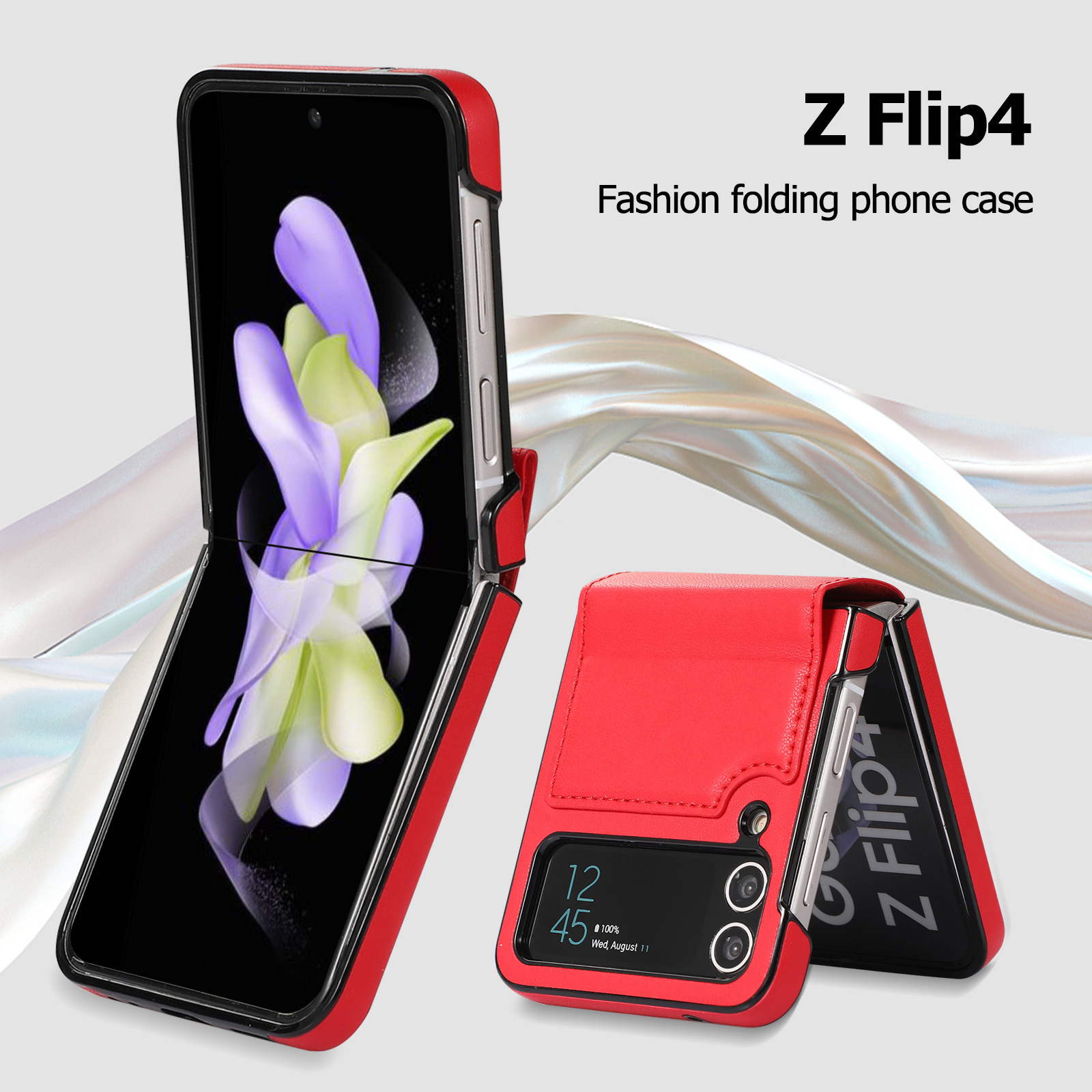 สำหรับ Samsung Z Flip4/3 เคสโทรศัพท์แฟชั่นใหม่บานพับป้องกันหนัง