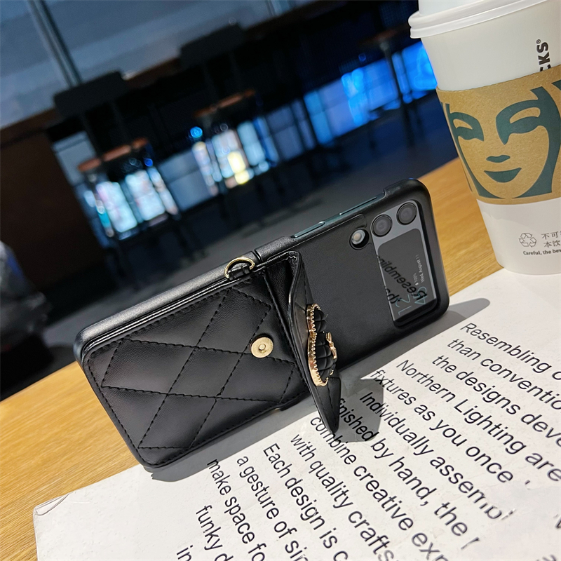 สำหรับ Samsung Z Flip4/3 เคสแฟชั่นสไตล์มิกกี้พร้อมที่ใส่บัตร