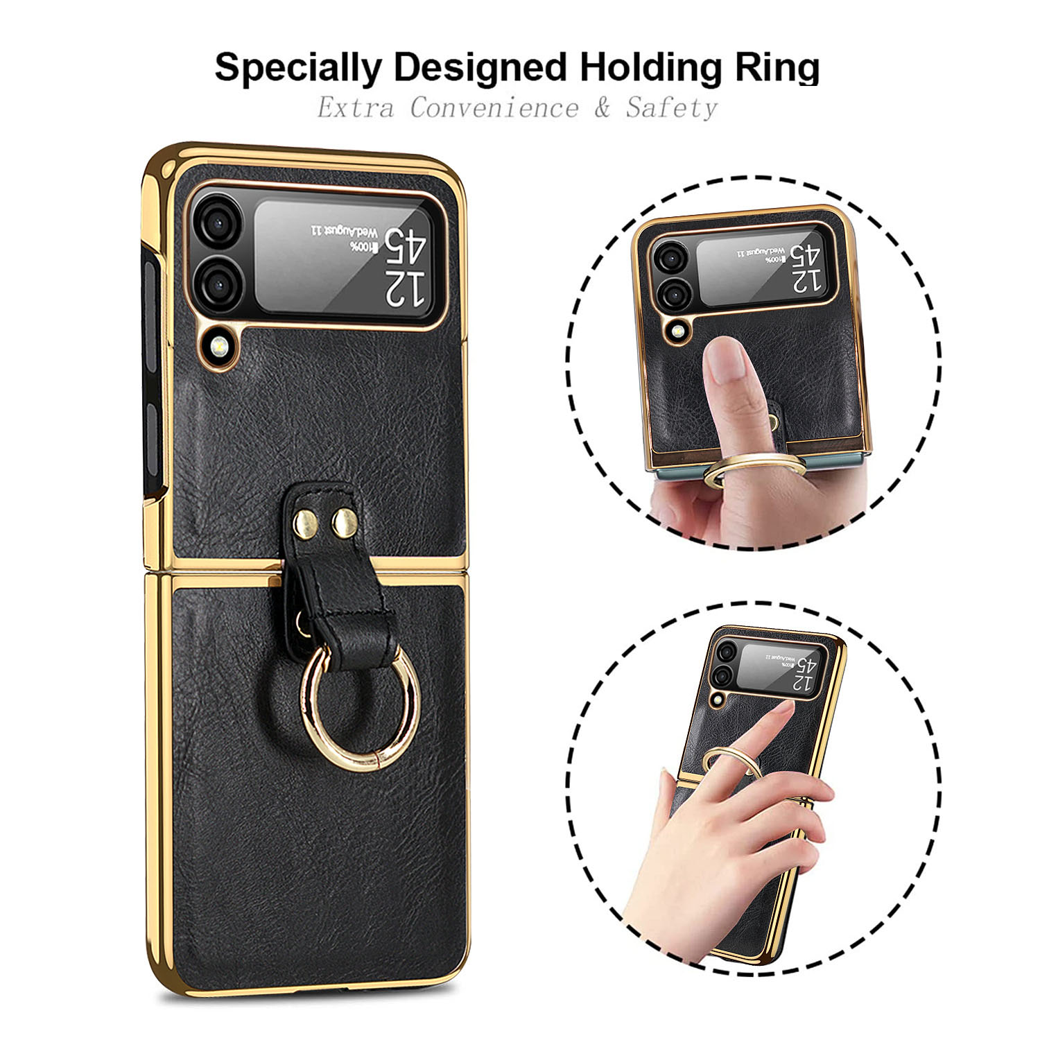 เหมาะสำหรับ Samsung Z Flip4/3 เคสโทรศัพท์หนังระดับไฮเอนด์ใหม่