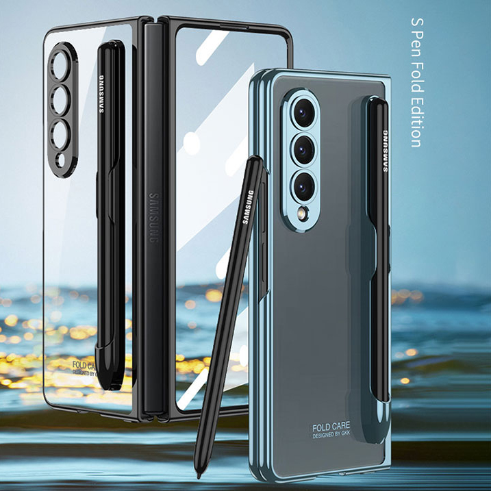 【Samsung Galaxy Z Fold4/3】เคสโทรศัพท์มือถือโปร่งใสชุบ ผี พร้อมช่องเสียบปากกา