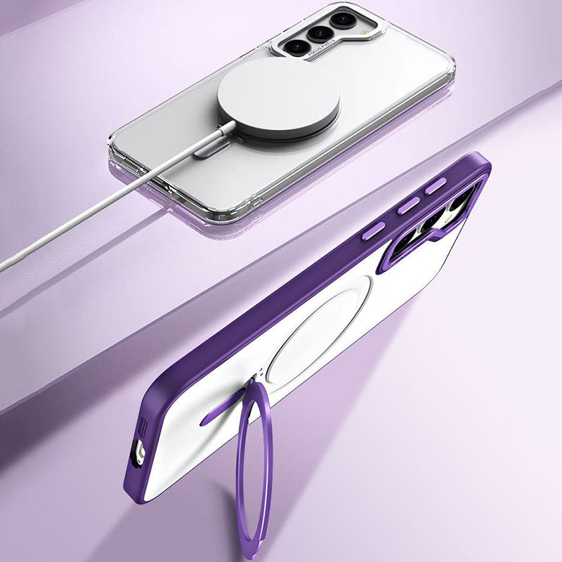เหมาะสำหรับเคสโทรศัพท์มือถือตัวยึดที่มองไม่เห็น Samsung S23 series รองรับการชาร์จแบบไร้สาย