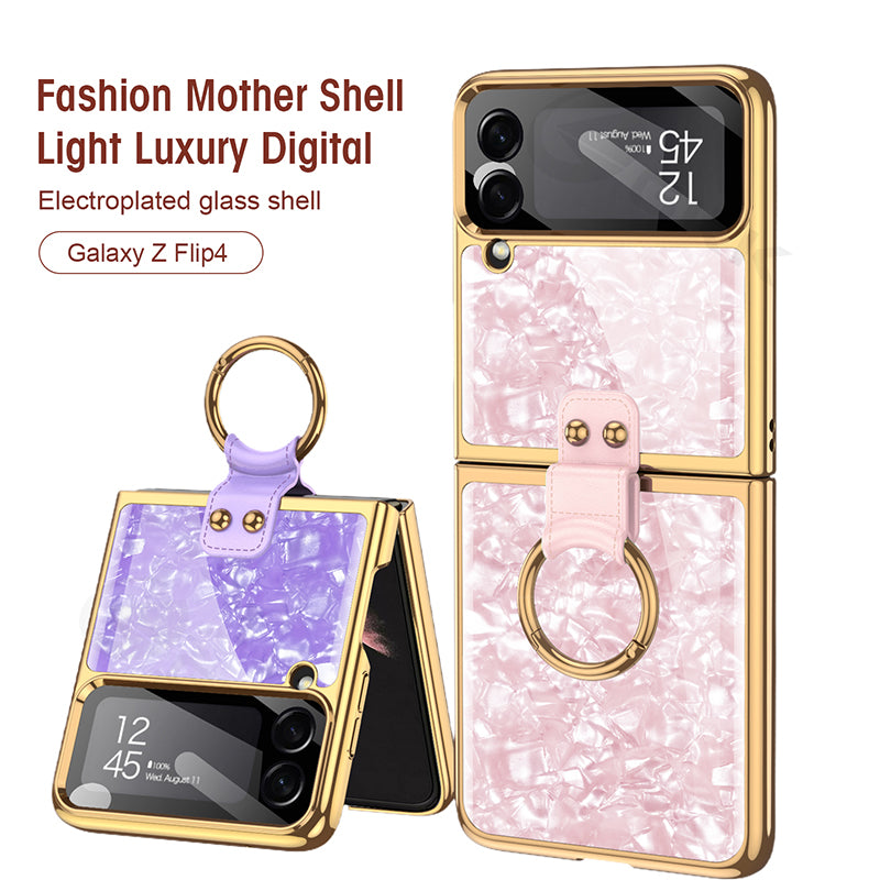 New Seashell Plating Ring Phone Case for Samsung Galaxy Z Flip4/Flip3 5G