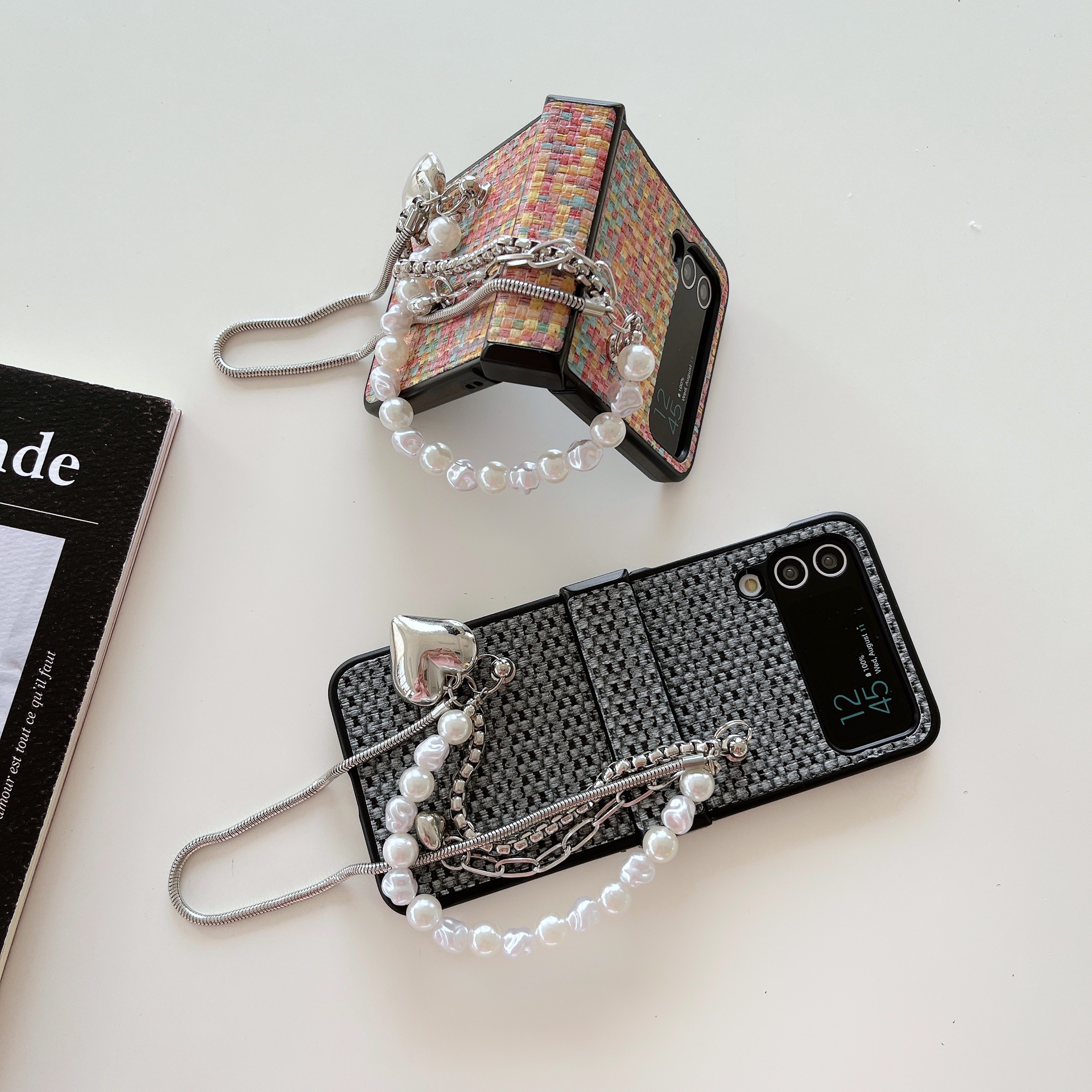 บานพับป้องกันสำหรับ Samsung Z Flip4/3 เคสโทรศัพท์แบบทอที่สร้างสรรค์และมีสไตล์