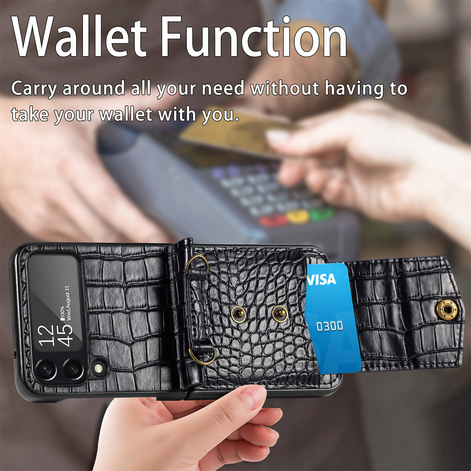 สำหรับ Samsung Z FLIP3/4 ซองใส่บัตรลายเสือดาวทันสมัย ​​สายสะพายในแนวทแยงเพื่อการพกพาที่สะดวก