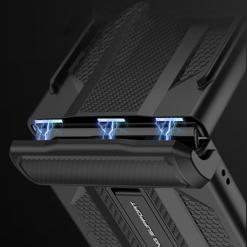 เหมาะสำหรับ Samsung Z Flip3/4 เคสโทรศัพท์มือถือกันกระแทกเกราะพร้อมกรอบรองรับโทรศัพท์มือถือ