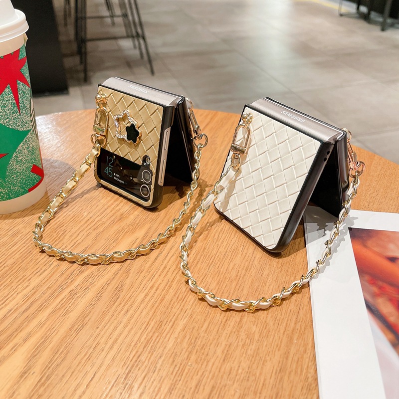 เหมาะสำหรับ Samsung Z Flip4/3 แฟชั่นทอรูปแบบป้องกันการหล่นเคสโทรศัพท์มือถือ