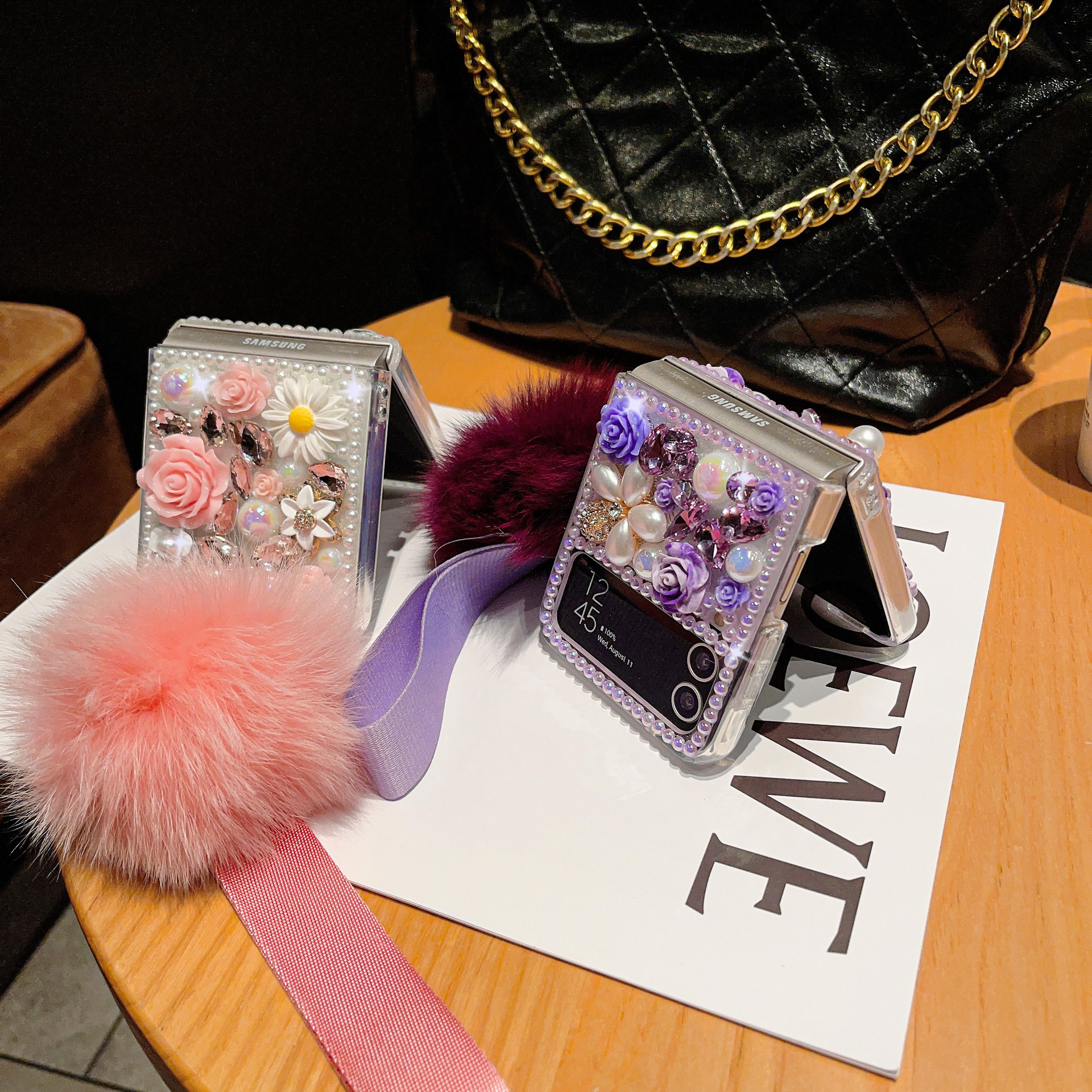 สำหรับ Samsung Z Flip4/3 แฟชั่นเคสโทรศัพท์ Rhinestone