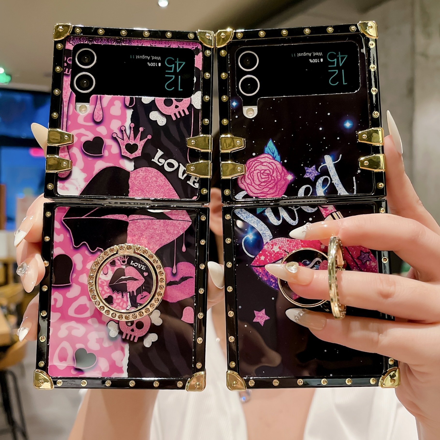 เหมาะสำหรับ Samsung Z Flip4/3 เคสโทรศัพท์มือถือแฟชั่นสร้างสรรค์