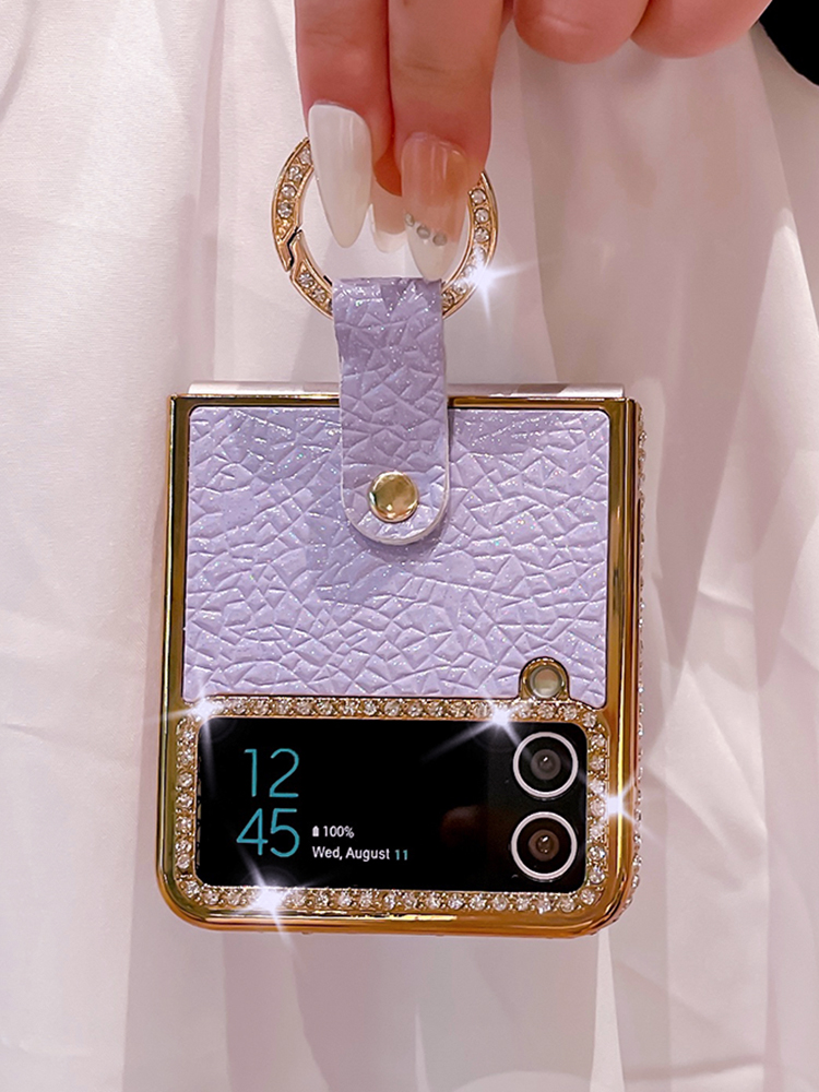 สำหรับ Samsung Z Flip4/3 คลาสสิกแฟชั่นเคสโทรศัพท์ rhinestone ชุบด้วยไฟฟ้า