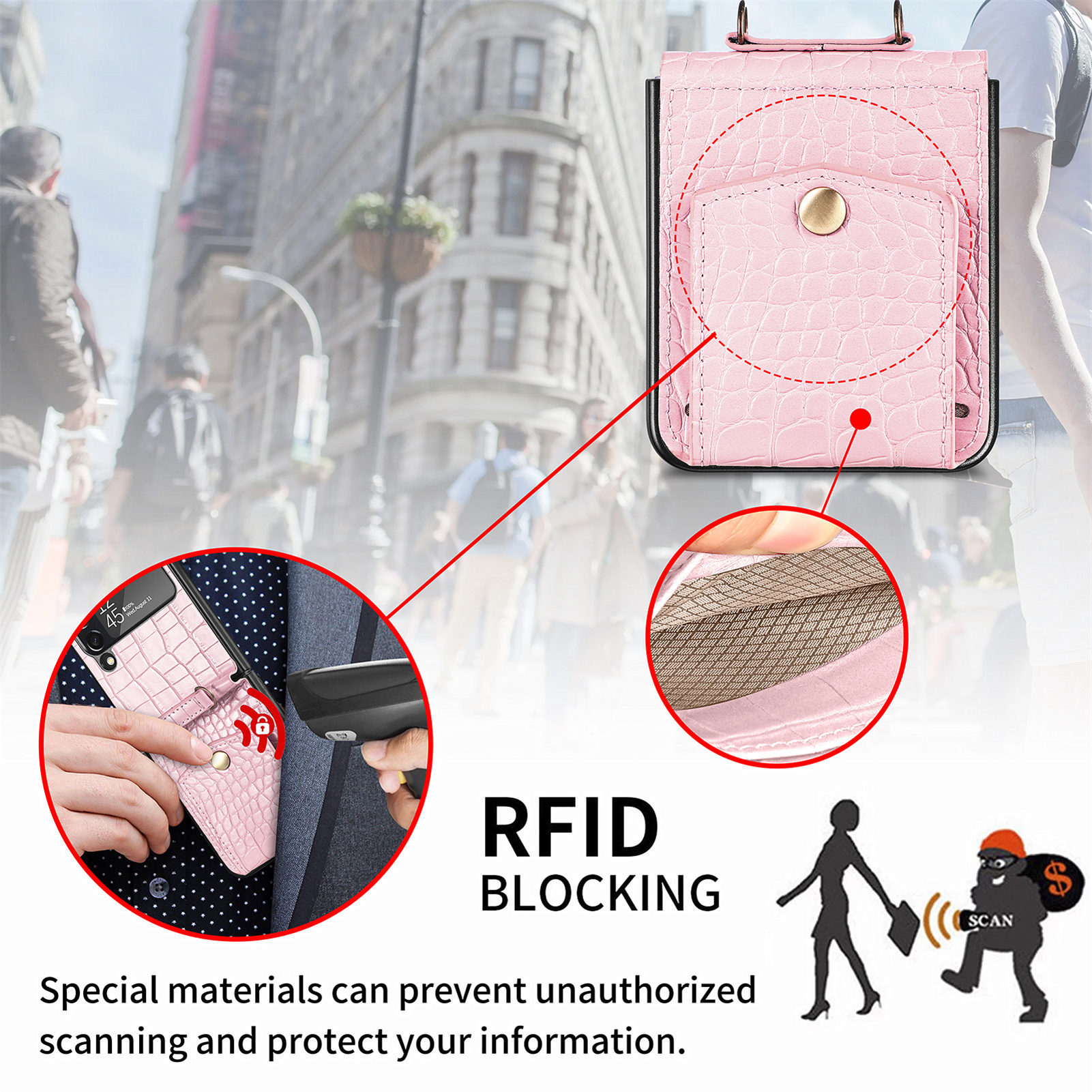 สำหรับ Samsung Z FLIP3/4 ซองใส่บัตรลายเสือดาวทันสมัย ​​สายสะพายในแนวทแยงเพื่อการพกพาที่สะดวก