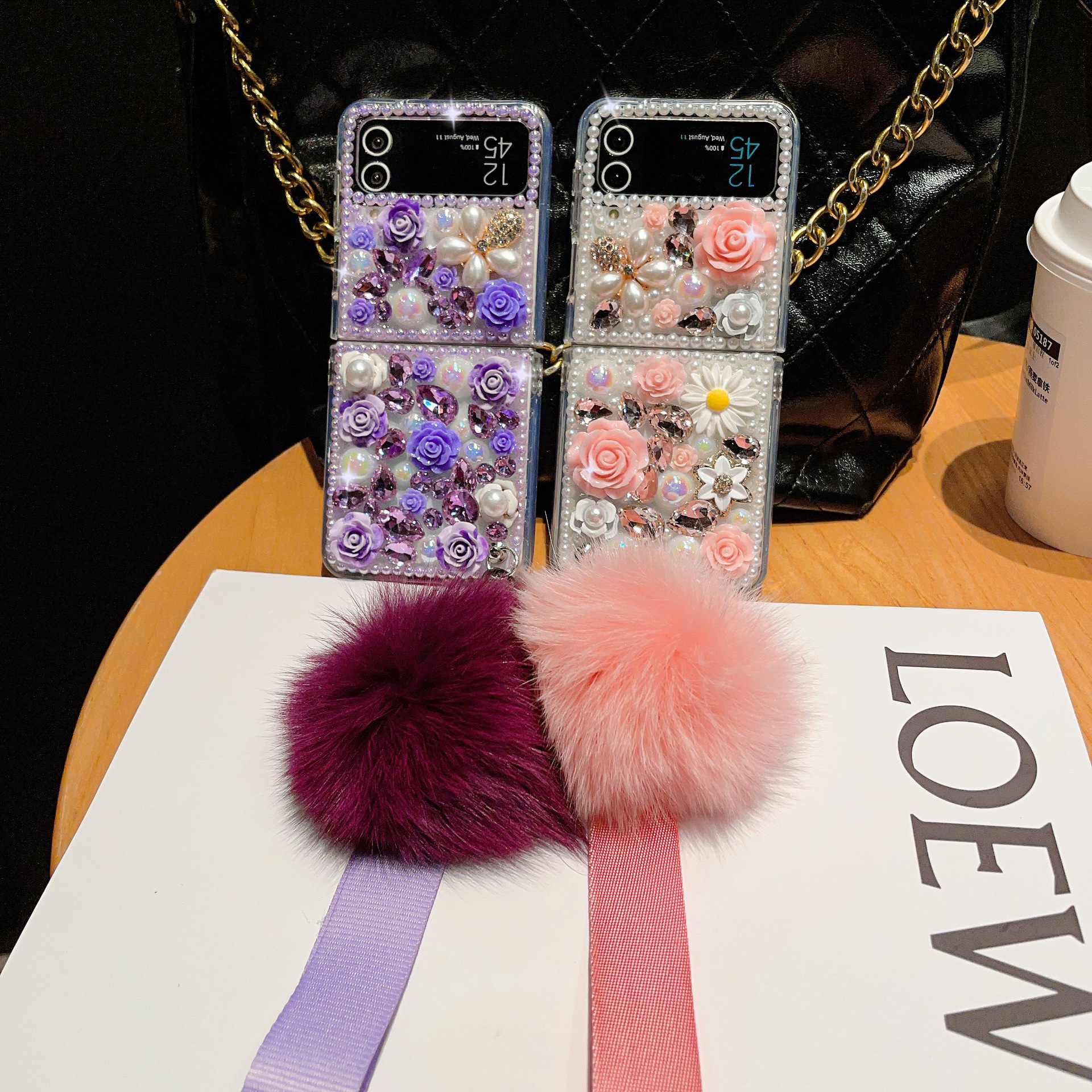 สำหรับ Samsung Z Flip4/3 แฟชั่นเคสโทรศัพท์ Rhinestone
