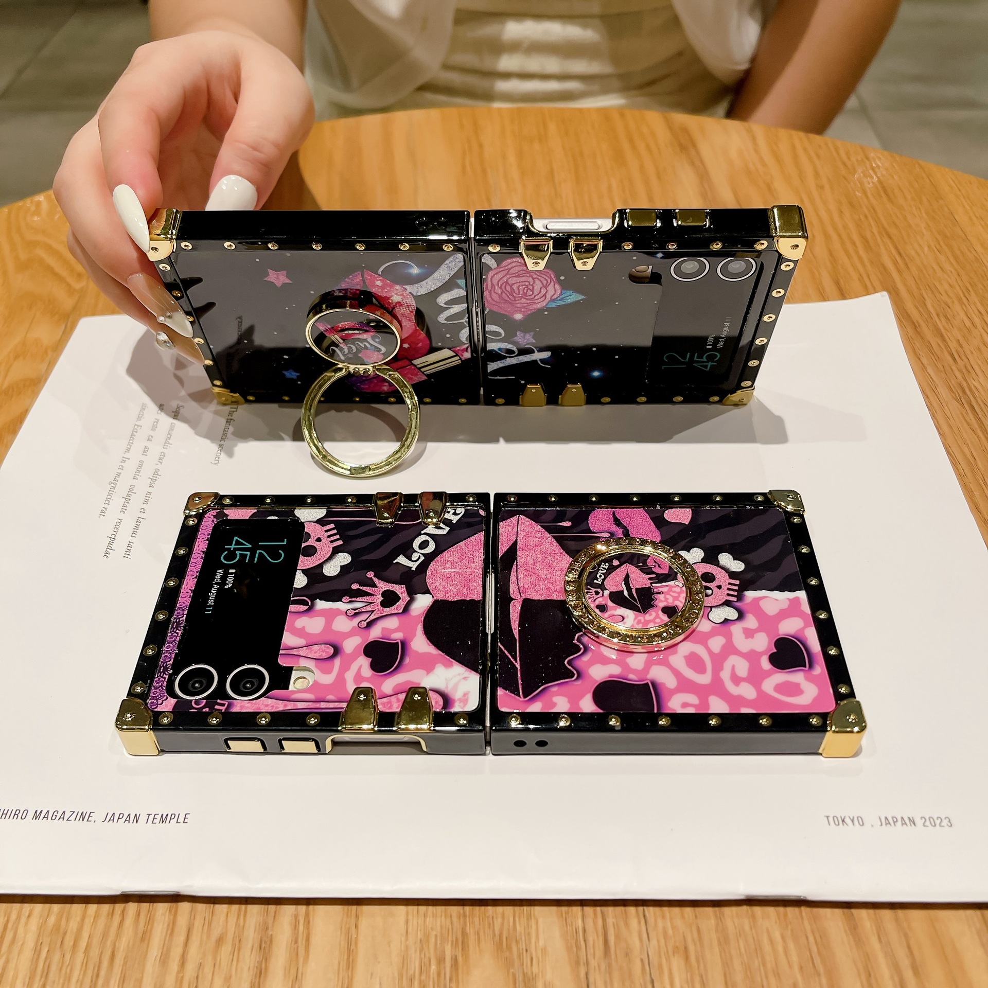 เหมาะสำหรับ Samsung Z Flip4/3 เคสโทรศัพท์มือถือแฟชั่นสร้างสรรค์