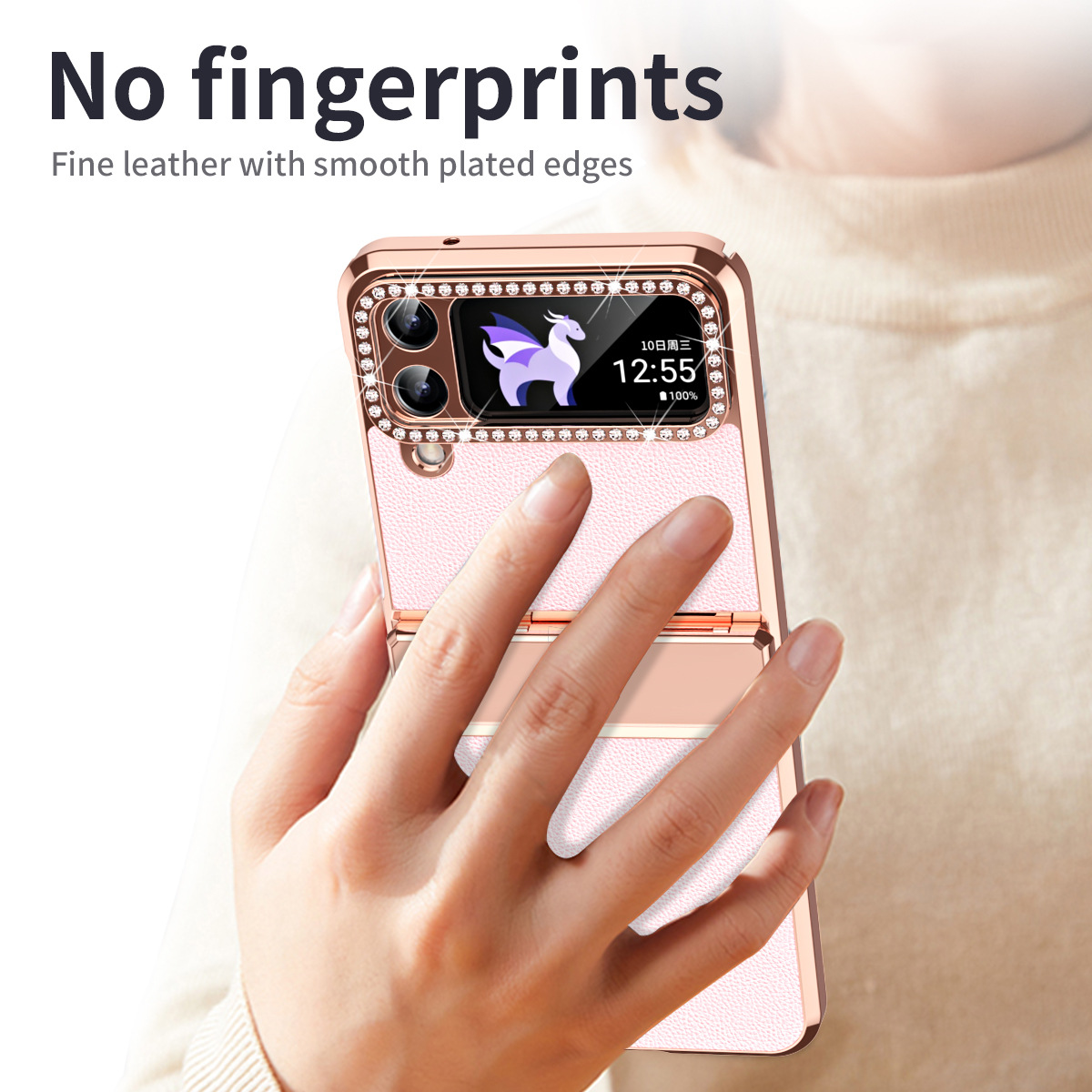 เหมาะสำหรับ Samsung Z Flip4/3 แฟชั่นเคสโทรศัพท์มือถือใหม่ระดับไฮเอนด์