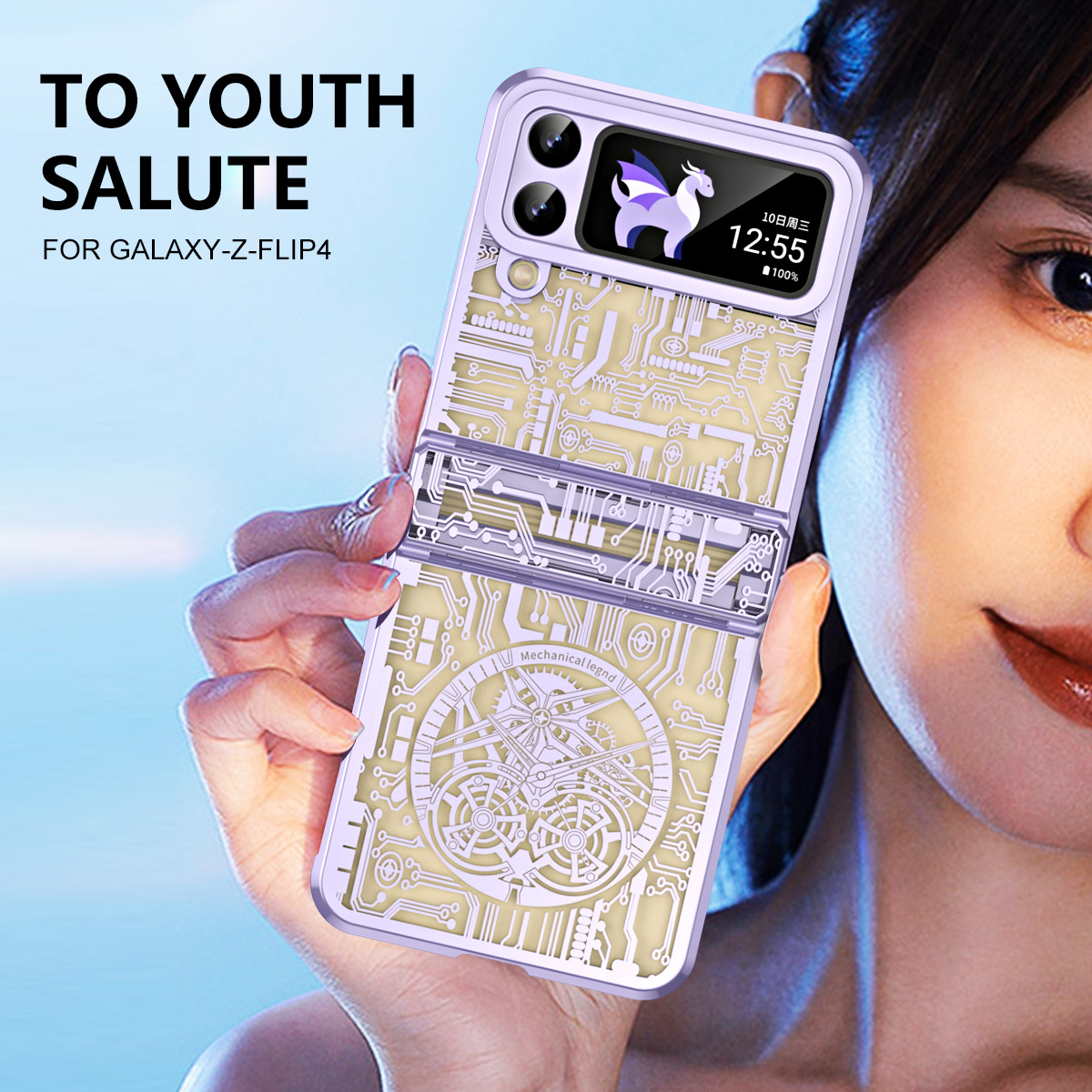 เหมาะสำหรับ Samsung Z Flip 4/3 เคสโทรศัพท์กันกระแทกด้วยไฟฟ้าแบบใหม่