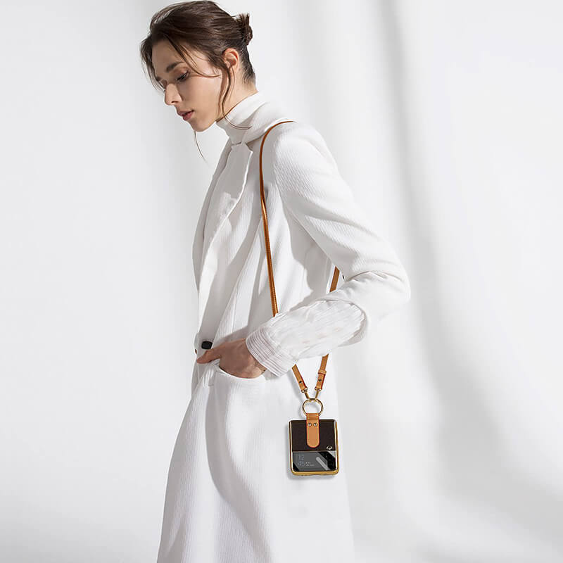 Luxury Leather Back Screen Tempered Glass Hard Frame Cover For Samsung