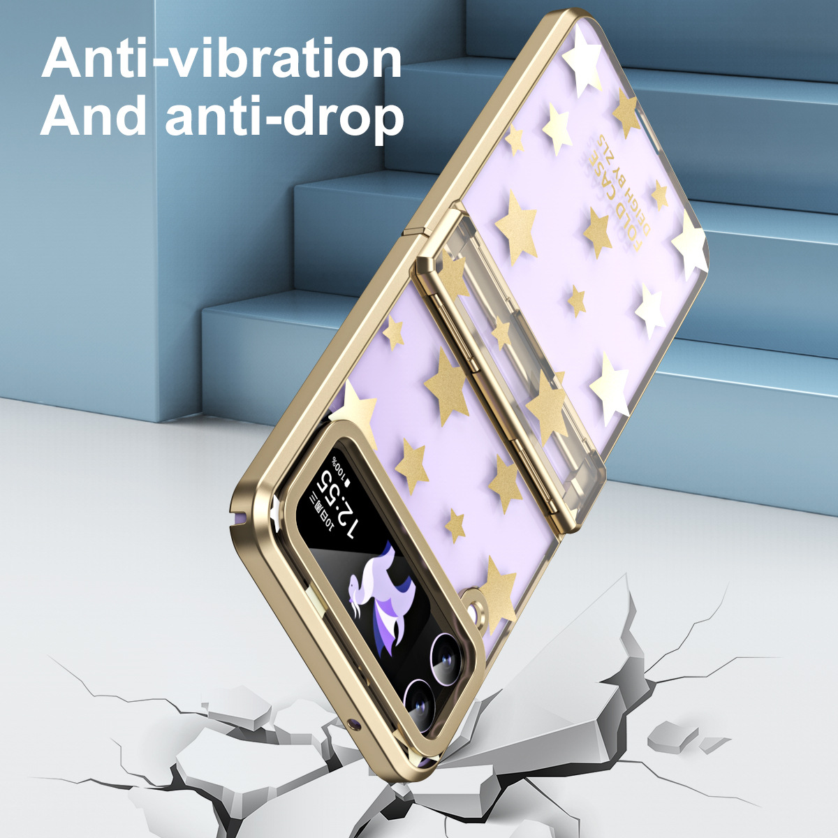 เหมาะสำหรับ Samsung Z Flip3/4 แฟชั่นเคสโทรศัพท์มือถือชุบไฟฟ้า