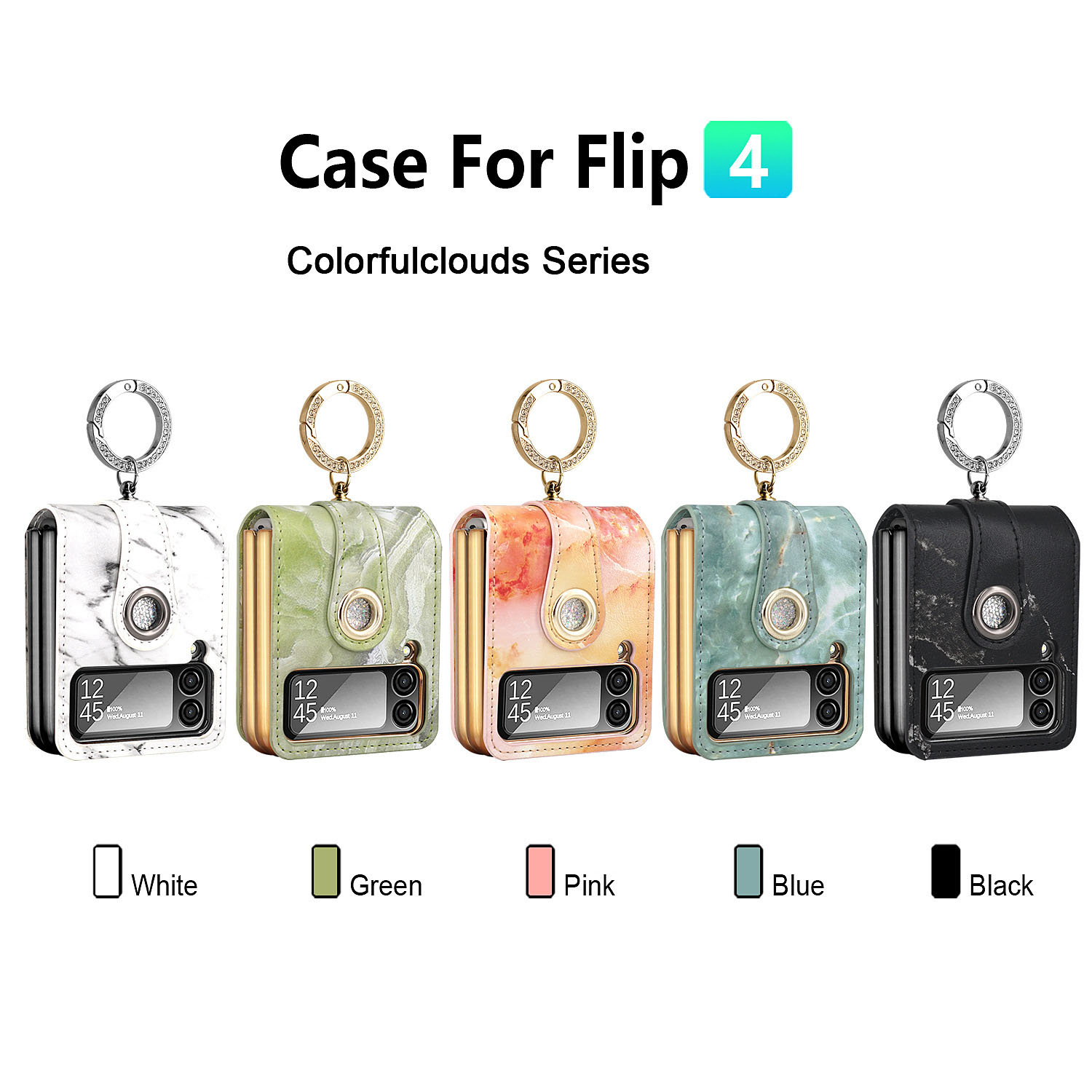 เหมาะสำหรับ Samsung Z Flip4/3 เคสโทรศัพท์แหวนแฟชั่นระดับไฮเอนด์