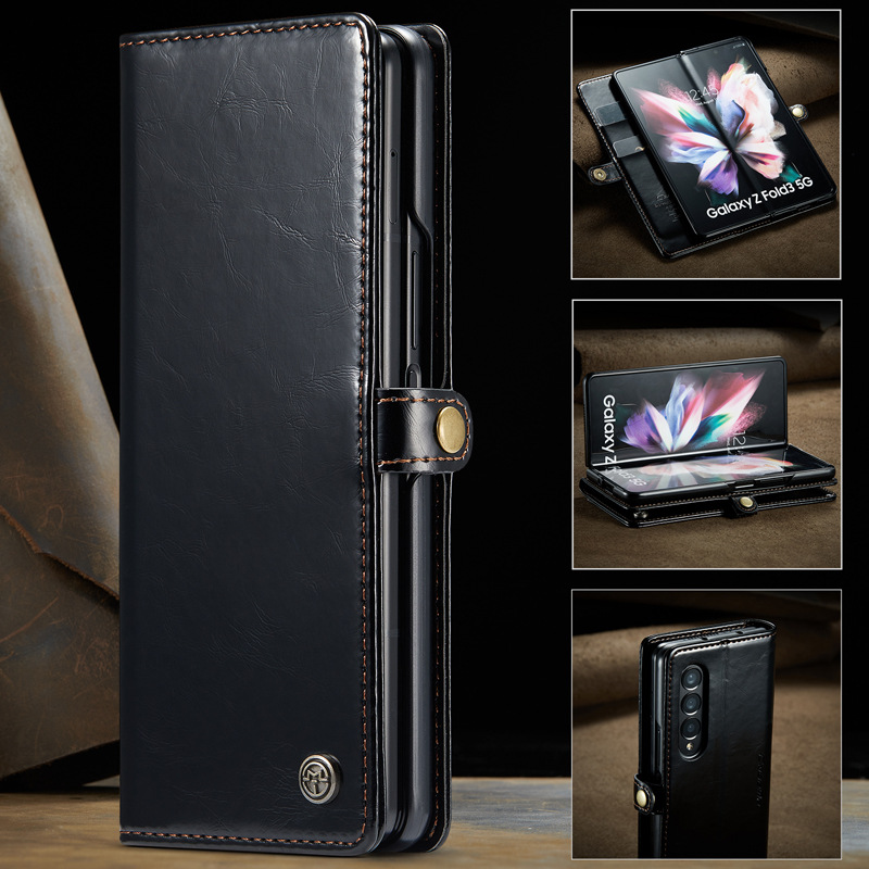 เคสโทรศัพท์กระเป๋าสตางค์พรีเมี่ยมใหม่สำหรับ Samsung Galaxy Z Fold4/3 5G สิ่งจำเป็นสำหรับธุรกิจระดับไฮเอนด์