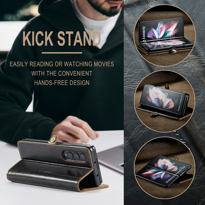 เคสโทรศัพท์กระเป๋าสตางค์พรีเมี่ยมใหม่สำหรับ Samsung Galaxy Z Fold4/3 5G สิ่งจำเป็นสำหรับธุรกิจระดับไฮเอนด์