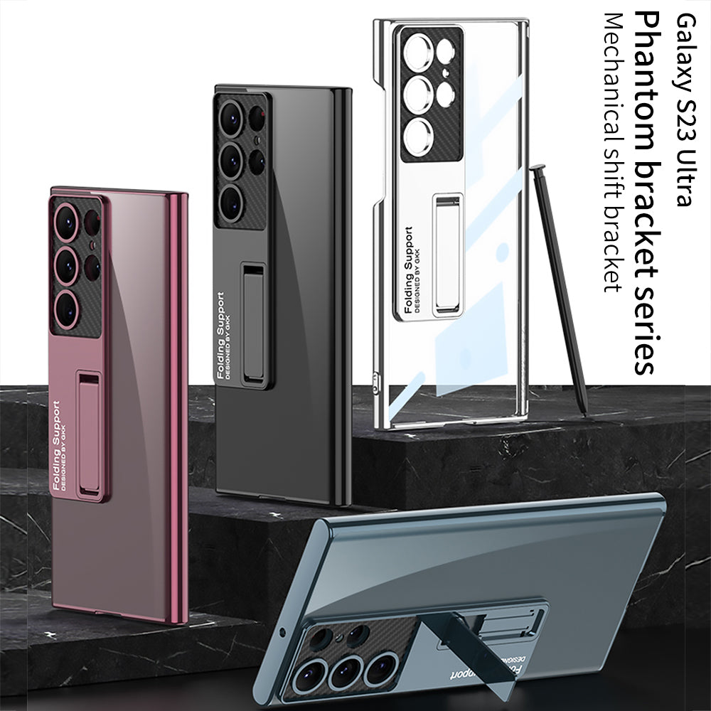 Suitable for Samsung S series fine hole bracket transparent electroplating mobile phone case