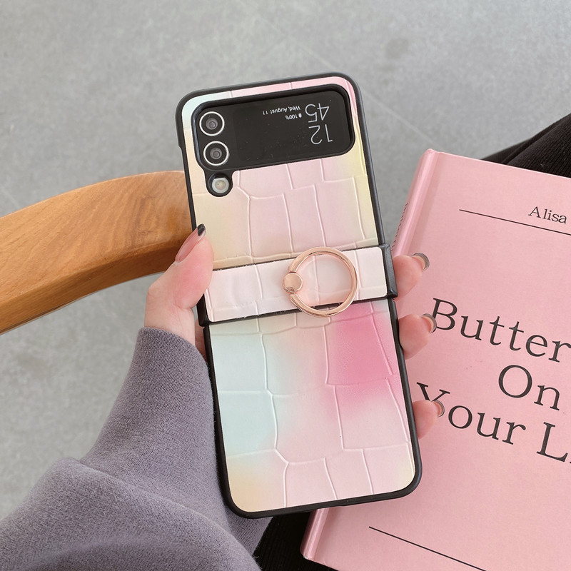 เหมาะสำหรับ Samsung Z Flip4/3 เคสโทรศัพท์มือถือลายจระเข้อัพเกรดใหม่