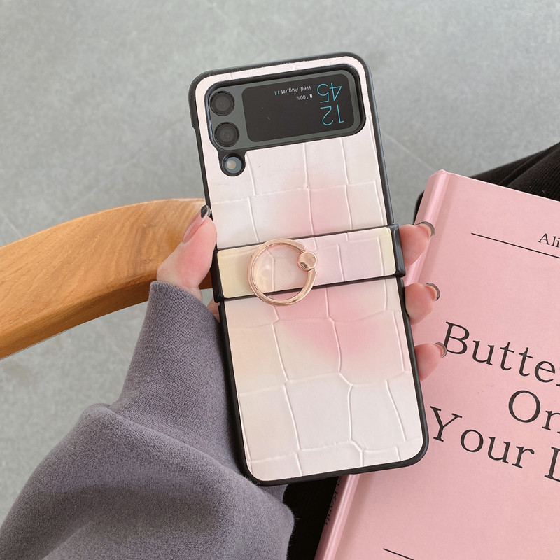 เหมาะสำหรับ Samsung Z Flip4/3 เคสโทรศัพท์มือถือลายจระเข้อัพเกรดใหม่