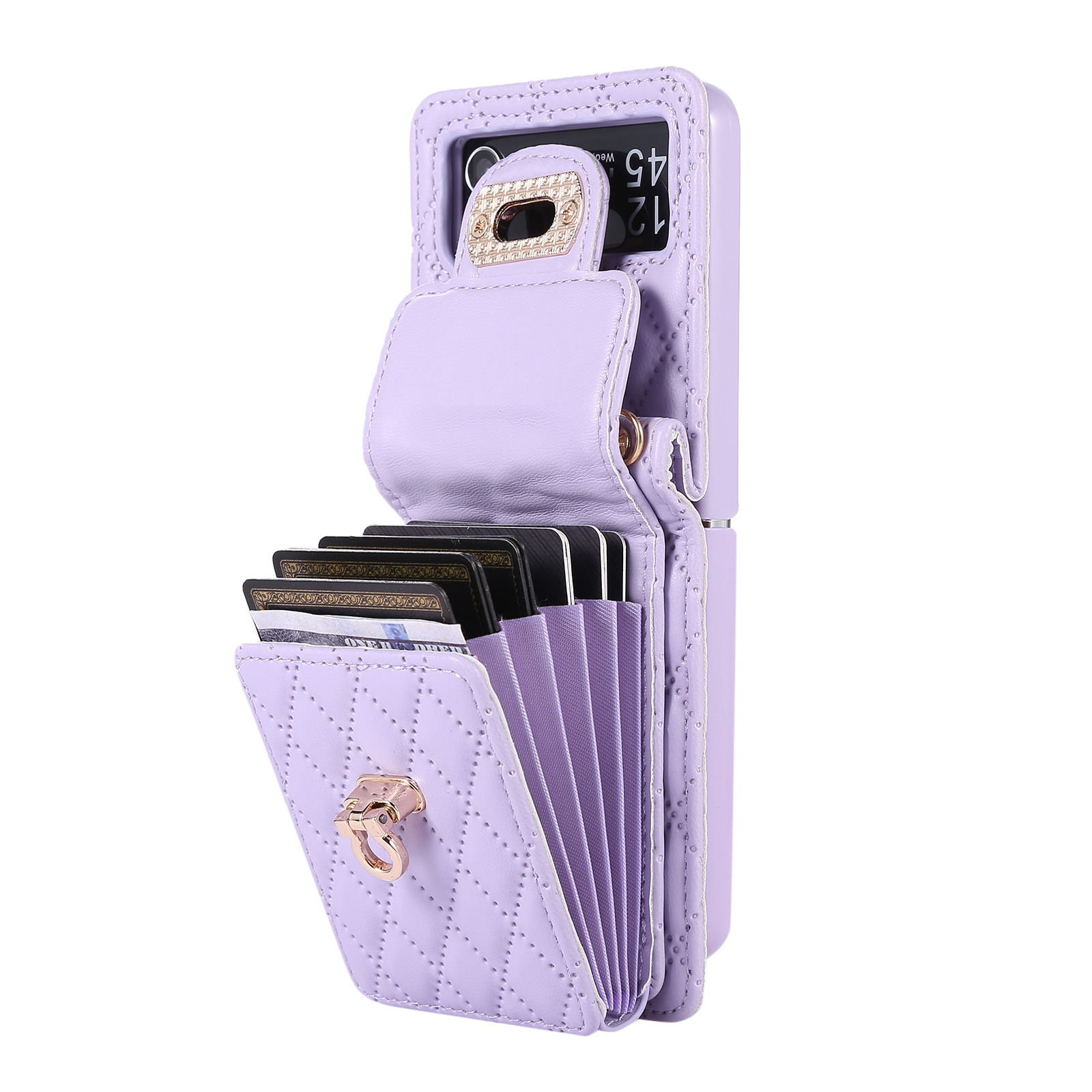 เหมาะสำหรับ Samsung Z Flip5/4/3 เคสโทรศัพท์มือถือป้องกันการหล่นแบบใหม่พร้อมช่องเสียบการ์ด