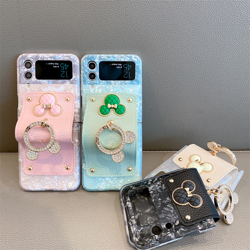 เคสโทรศัพท์พื้นผิวเปลือกมินนี่เมาส์ใหม่สำหรับ Samsung Galaxy Z Flip4/3 5G