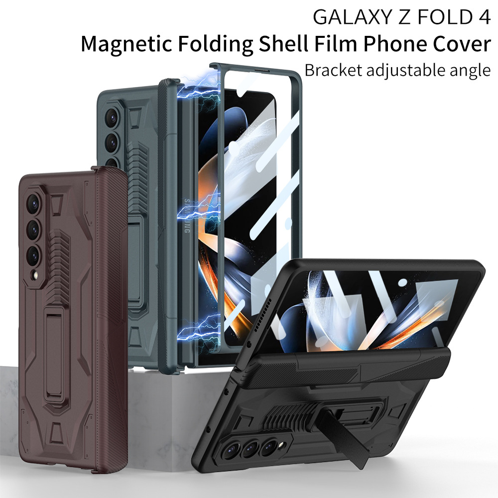 เหมาะสำหรับ Samsung Z Fold4/3 เคสโทรศัพท์ธุรกิจสร้างสรรค์พร้อมช่องใส่ปากกาฟิล์มกระจกนิรภัย