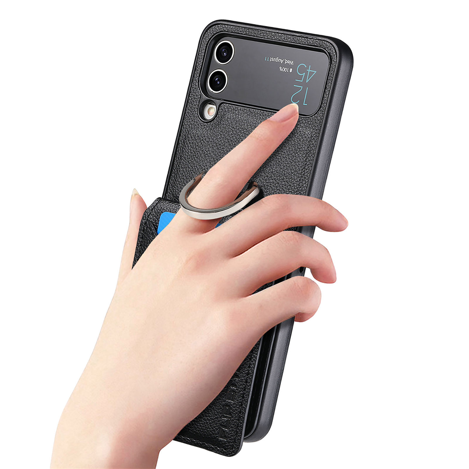 Samsung Z Flip4/3 เคสแฟชั่นใหม่พร้อมที่ใส่แหวนและการ์ด