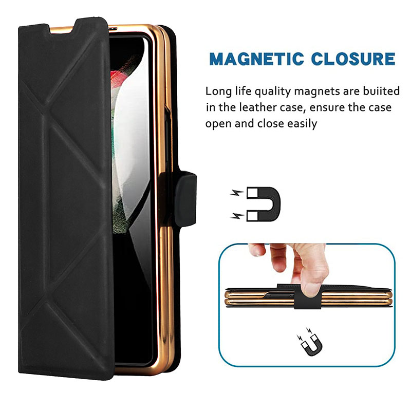 เหมาะสำหรับ Samsung Z FOLD3/4 เคสป้องกันโทรศัพท์มือถือหนังธุรกิจระดับไฮเอนด์