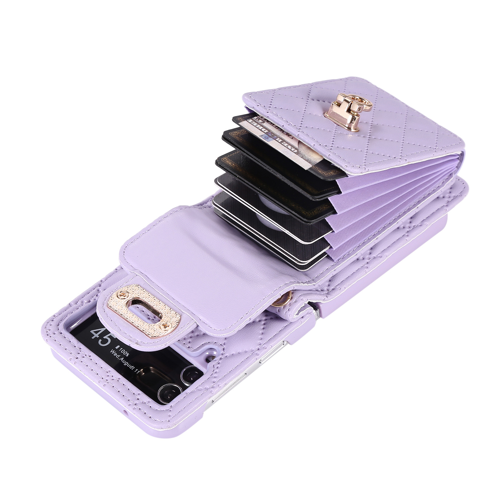 เหมาะสำหรับ Samsung Z Flip5/4/3 เคสโทรศัพท์มือถือป้องกันการหล่นแบบใหม่พร้อมช่องเสียบการ์ด