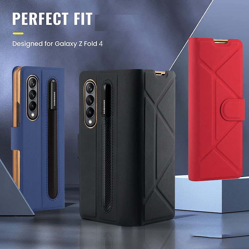 เหมาะสำหรับ Samsung Z FOLD3/4 เคสป้องกันโทรศัพท์มือถือหนังธุรกิจระดับไฮเอนด์