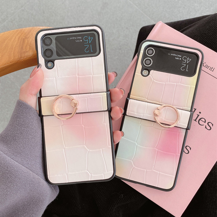 เหมาะสำหรับ Samsung Z Flip4/3 เคสโทรศัพท์มือถือลายจระเข้อัพเกรดใหม่